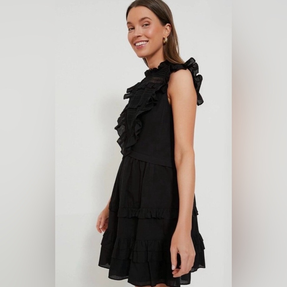 Tuckernuck Pomander Place Black Cecil Ruffle Lace Mini Dress XL NWOT - Picture 4 of 11